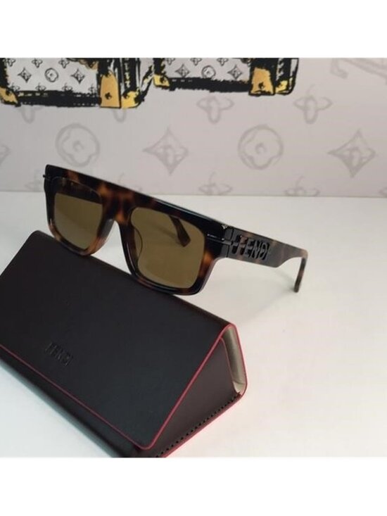 New Auth FENDI Graphics Light Tortoise Rectangle Sunglasses FE40091U_53E main image 7